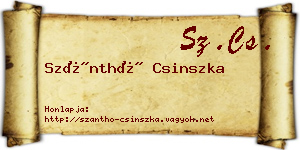 Szánthó Csinszka névjegykártya